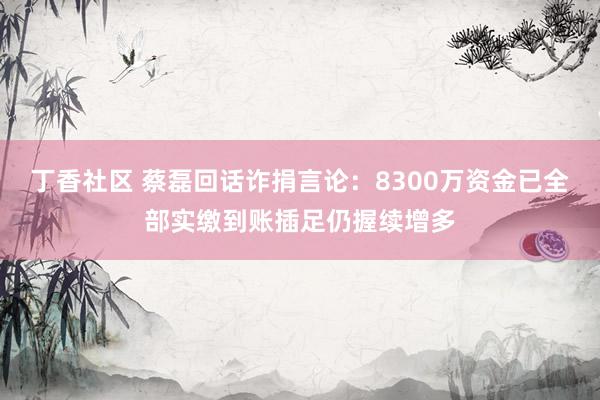 丁香社区 蔡磊回话诈捐言论：8300万资金已全部实缴到账插足仍握续增多