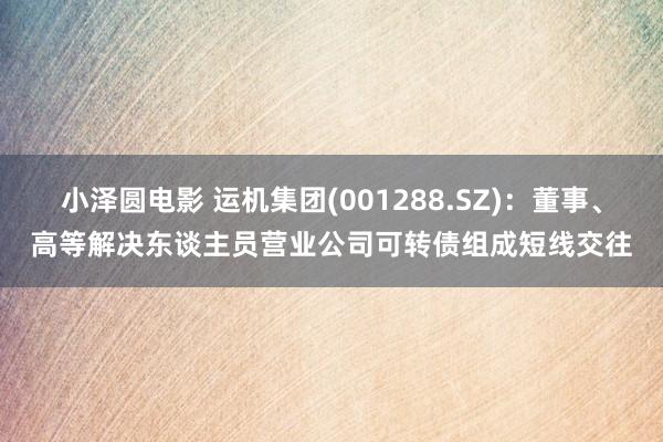 小泽圆电影 运机集团(001288.SZ)：董事、高等解决东谈主员营业公司可转债组成短线交往