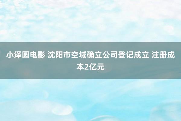 小泽圆电影 沈阳市空域确立公司登记成立 注册成本2亿元