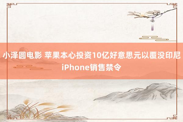 小泽圆电影 苹果本心投资10亿好意思元以覆没印尼iPhone销售禁令