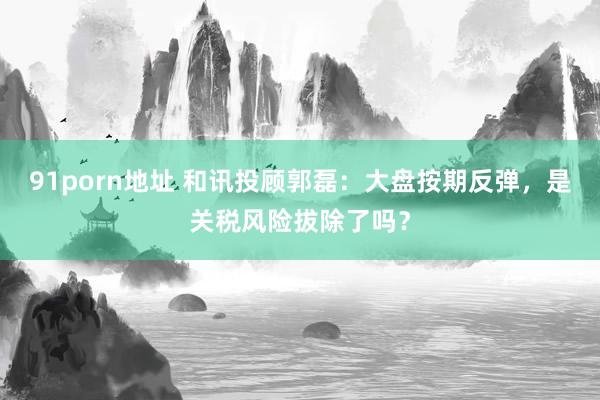 91porn地址 和讯投顾郭磊：大盘按期反弹，是关税风险拔除了吗？